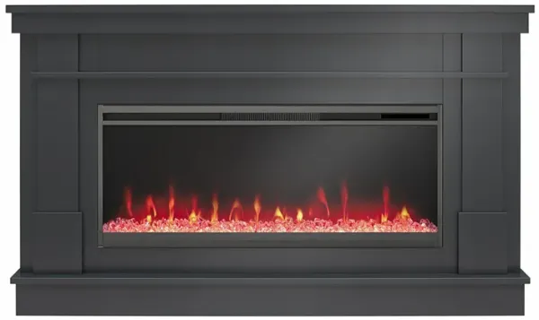 Novogratz Waverly Wide Mantel with Linear Electric Fireplace & Crystal Ember Bed