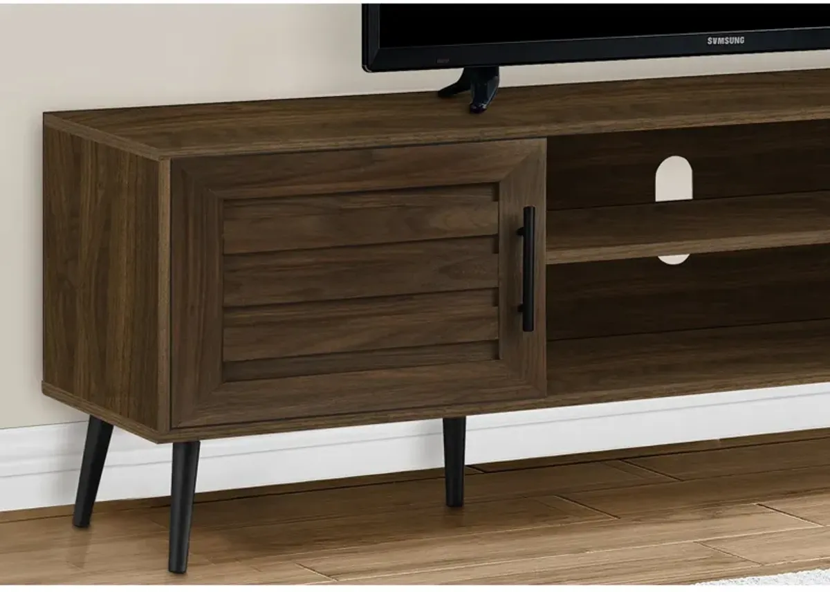 Monarch Specialties I 2717 - Tv Stand, 72 Inch, Console, Media Entertainment Center, Storage Cabinet, Living Room, Bedroom, Brown Laminate, Black Wood Legs, Transitional