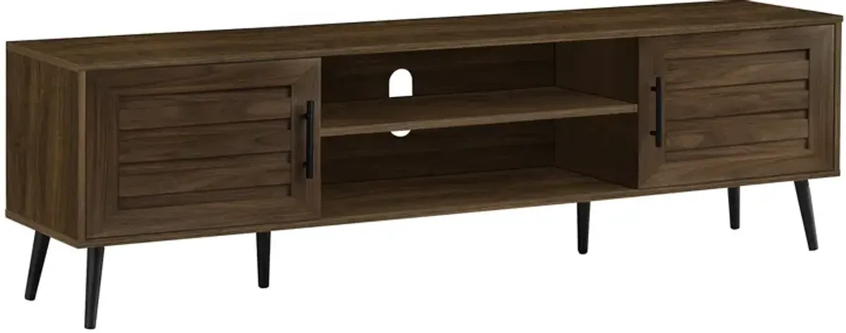 Monarch Specialties I 2717 - Tv Stand, 72 Inch, Console, Media Entertainment Center, Storage Cabinet, Living Room, Bedroom, Brown Laminate, Black Wood Legs, Transitional