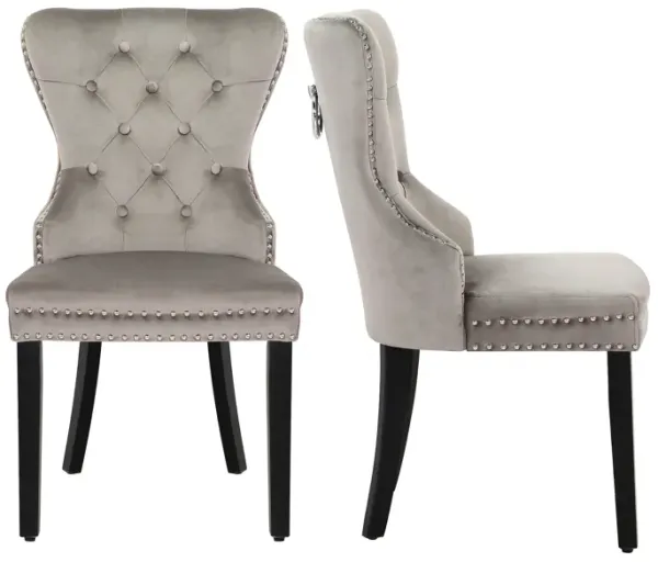 WestinTrends Velvet Upholstered Tufted Dining Chairs (Set of 2)