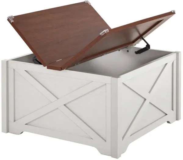 Farmhouse Coffee Table, Rustic Center Table with Hidden Storage Compartment for Living Room