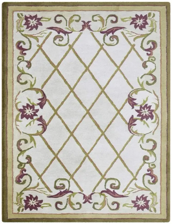 RUGSOTIC CARPETS HAND TUFTED WOOL ECO-FRIENDLY AREA RUGS  - 5'x7'6'', Rectangle Shape, Cream, Floral Modern Design, High Pile Thick Handmade Anti Skid Area Rugs for Living Room, Bed Room (K03160)