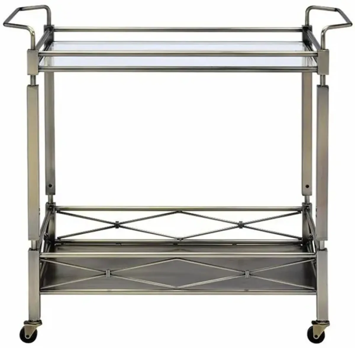 Matiesen Serving Cart, Antique Gold & Clear Glass