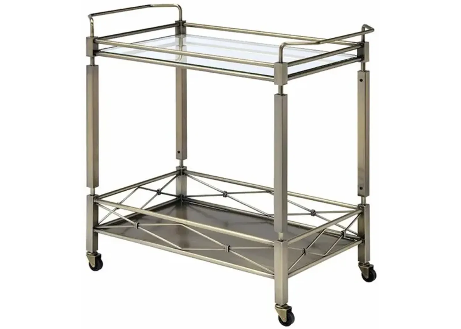 Matiesen Serving Cart, Antique Gold & Clear Glass