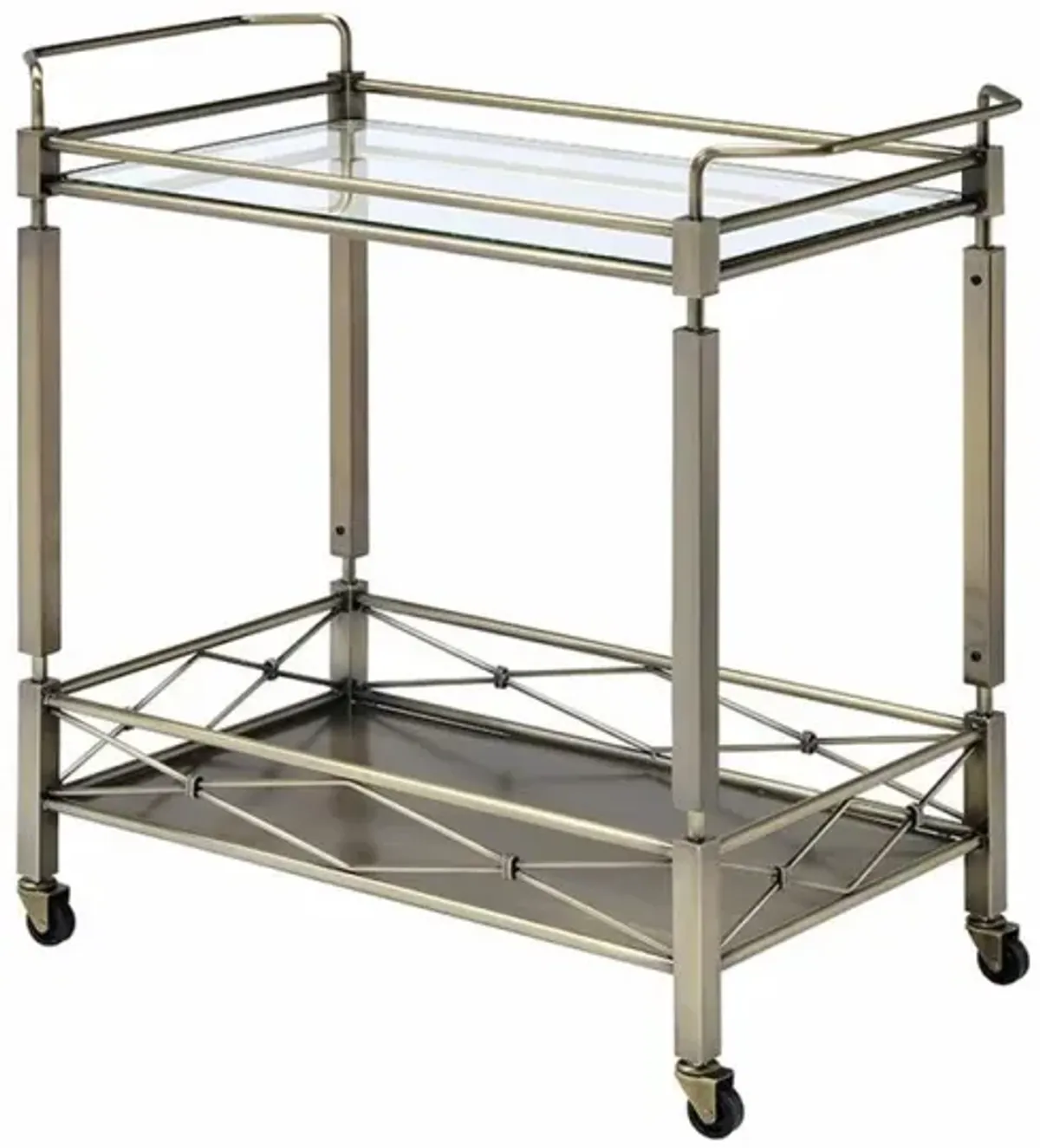 Matiesen Serving Cart, Antique Gold & Clear Glass