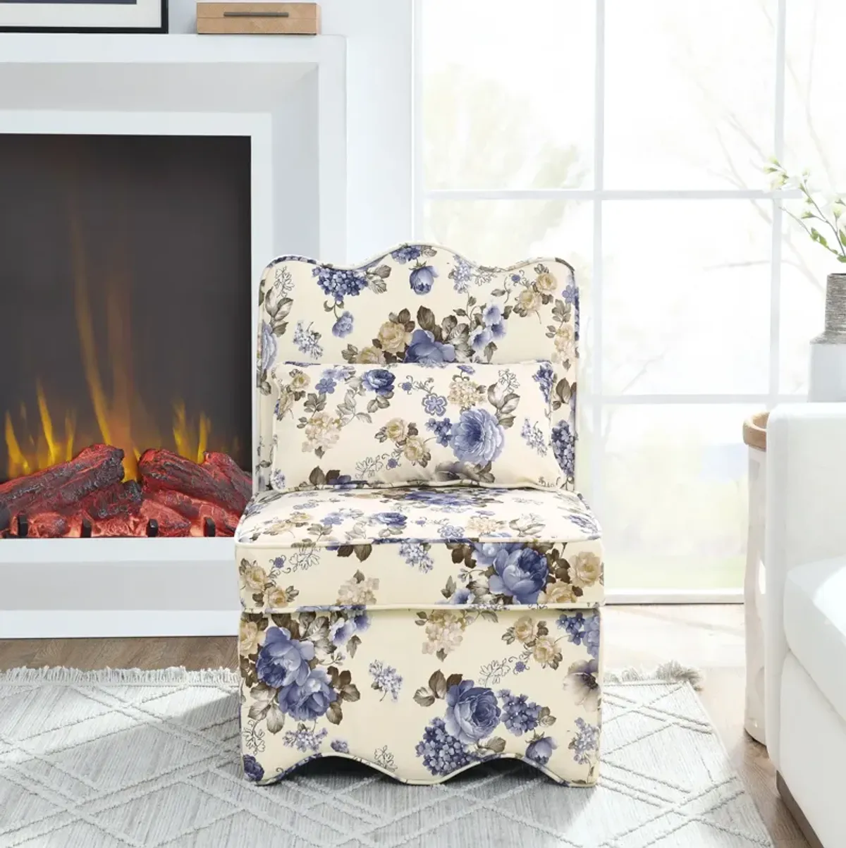 Merax Floral Dining Chair with Soft Seat Cushion and Backrest