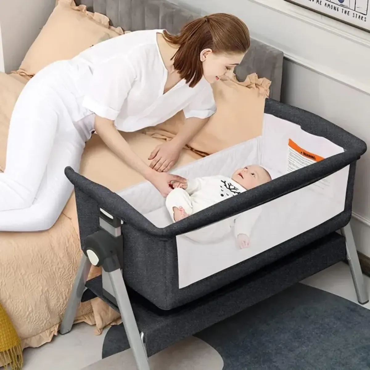 Hivvago Portable Baby Bedside Sleeper with Adjustable Heights and Angles