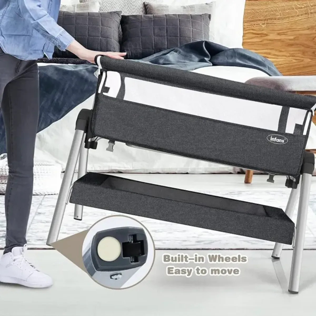 Hivvago Portable Baby Bedside Sleeper with Adjustable Heights and Angles