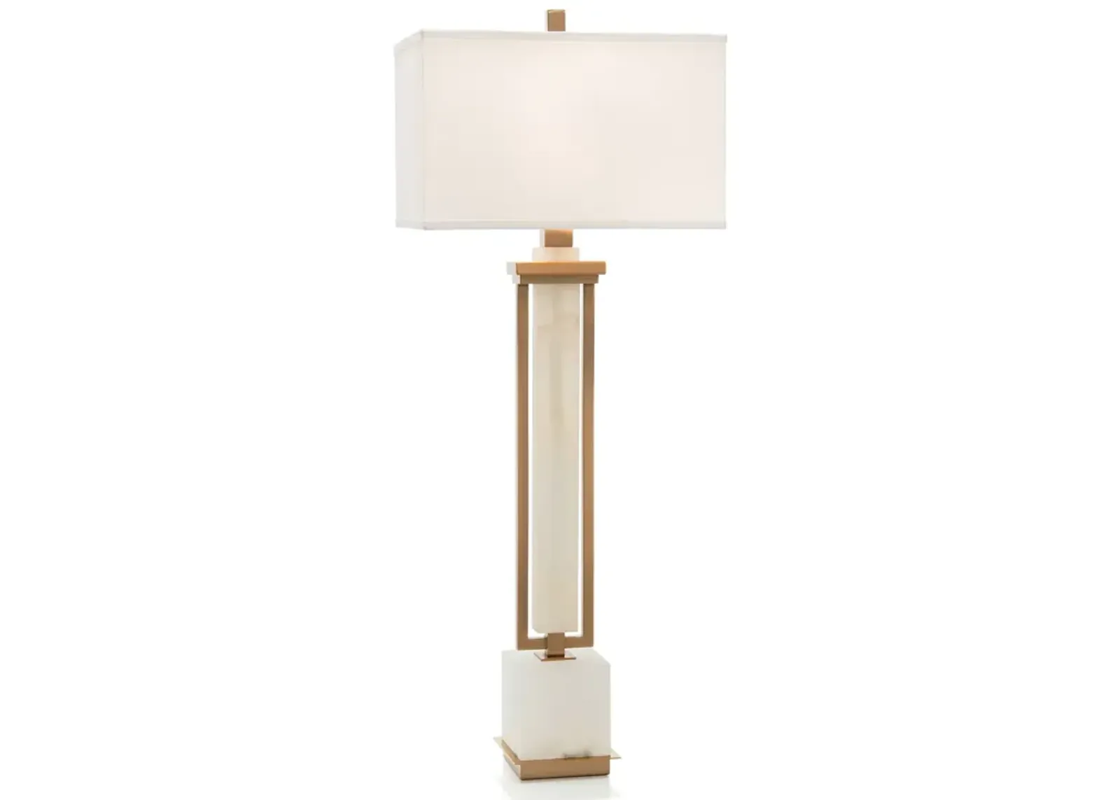 Coffee Bronze and White Alabaster Buffet Lamp