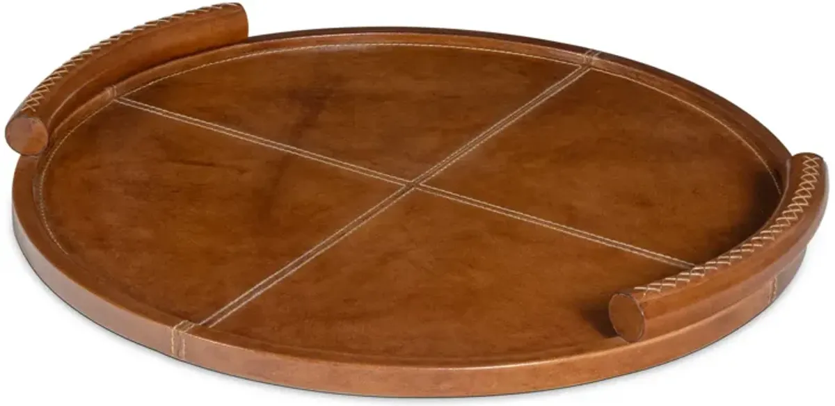 Forte Leather Tray Round Cognac