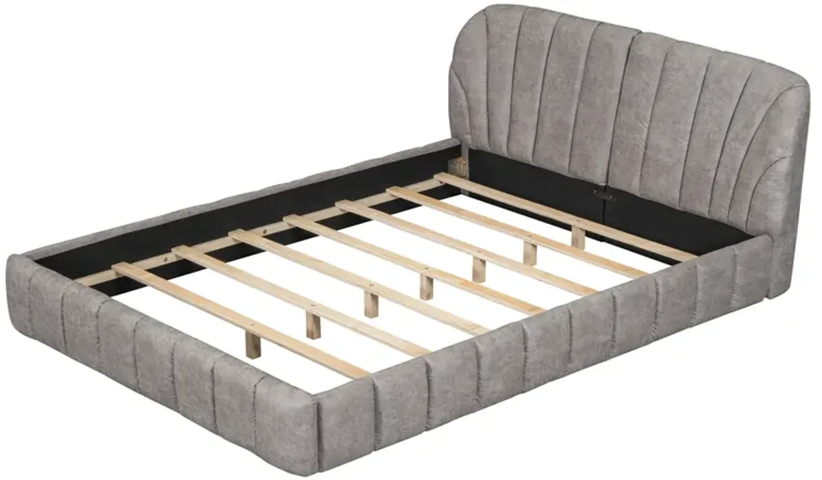 Merax Modern Polyester Upholstered Platform Bed