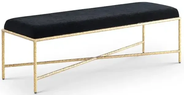 Meridian Furniture Valley Black Chenille Fabric Bench