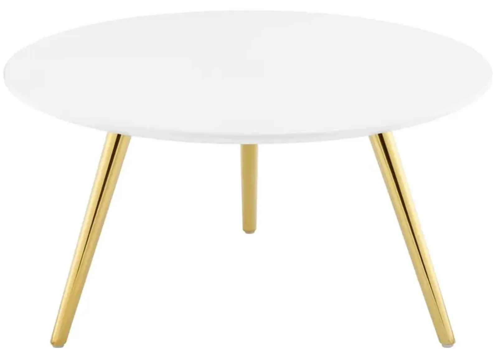 Modway Lippa 28" Mid-Century Modern Round Coffee Table with Tripod Base in Gold White