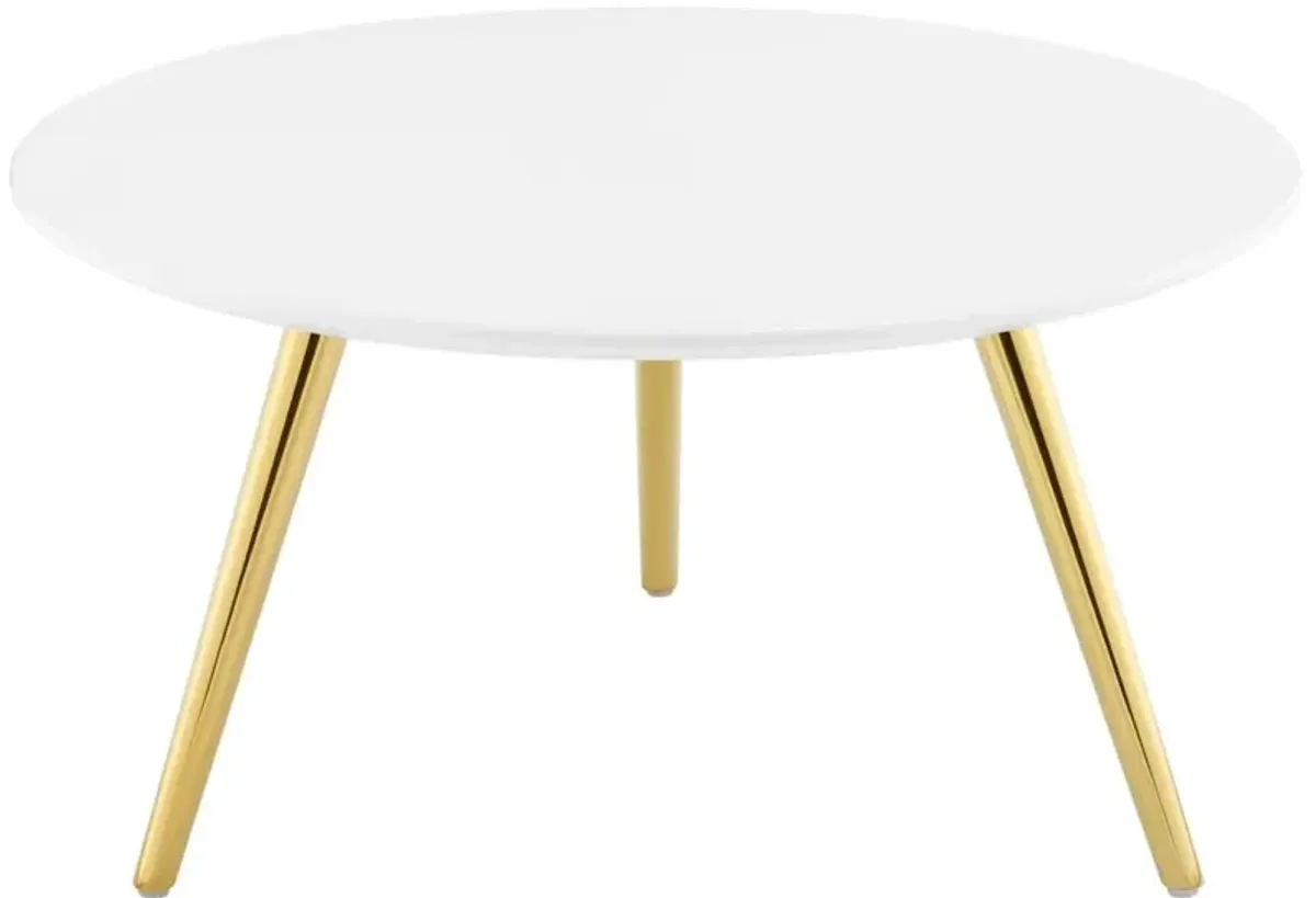 Modway Lippa 28" Mid-Century Modern Round Coffee Table with Tripod Base in Gold White