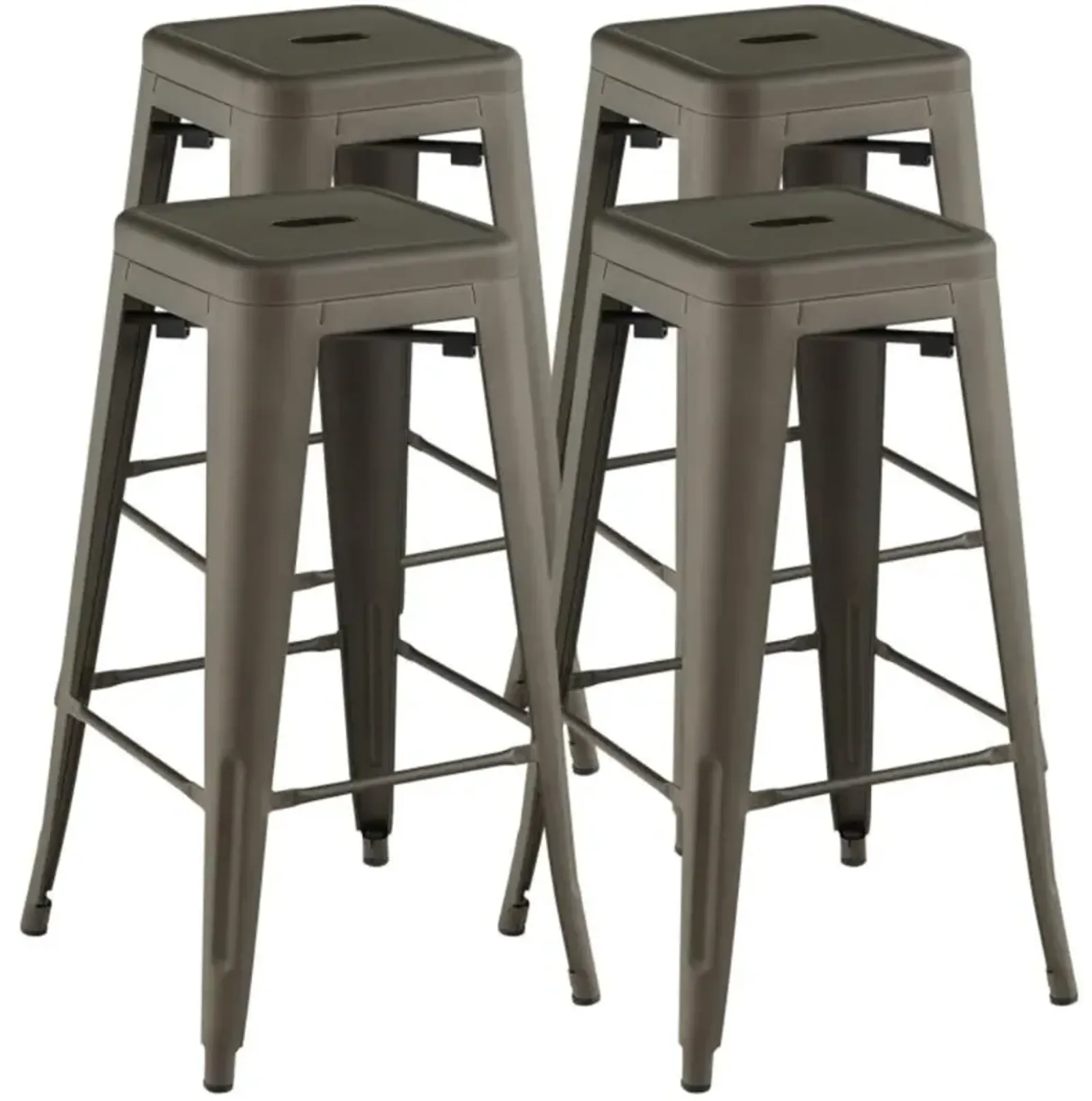 Hivvago 30 Inch Bar Stools Set of 4 with Square Seat and Handling Hole