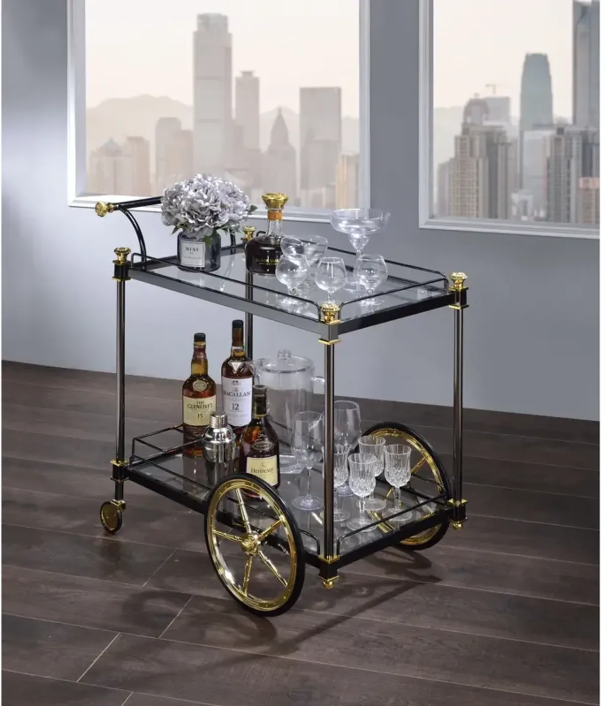 Cyrus Serving Cart, & Clear Glass