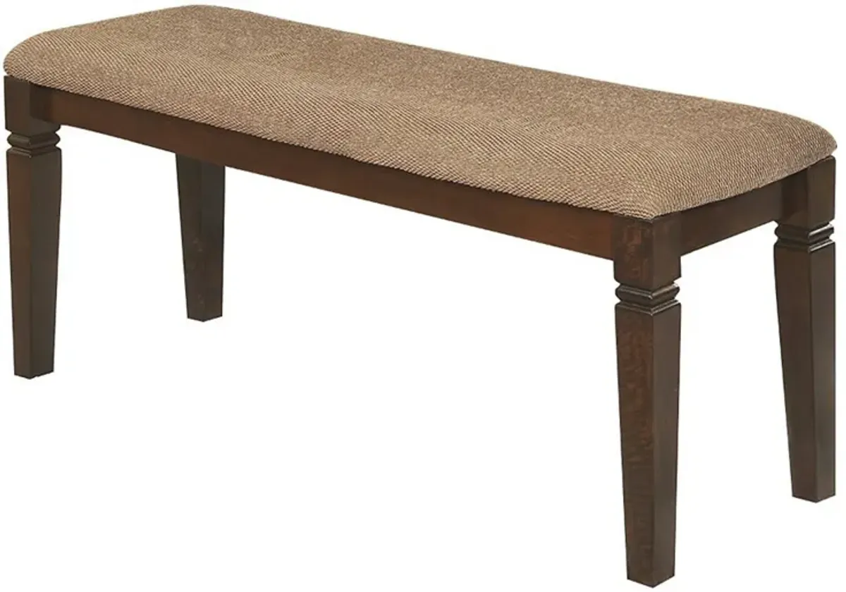 Fabric Upholstered Solid Wooden Bench, Light & Dark Brown-Benzara