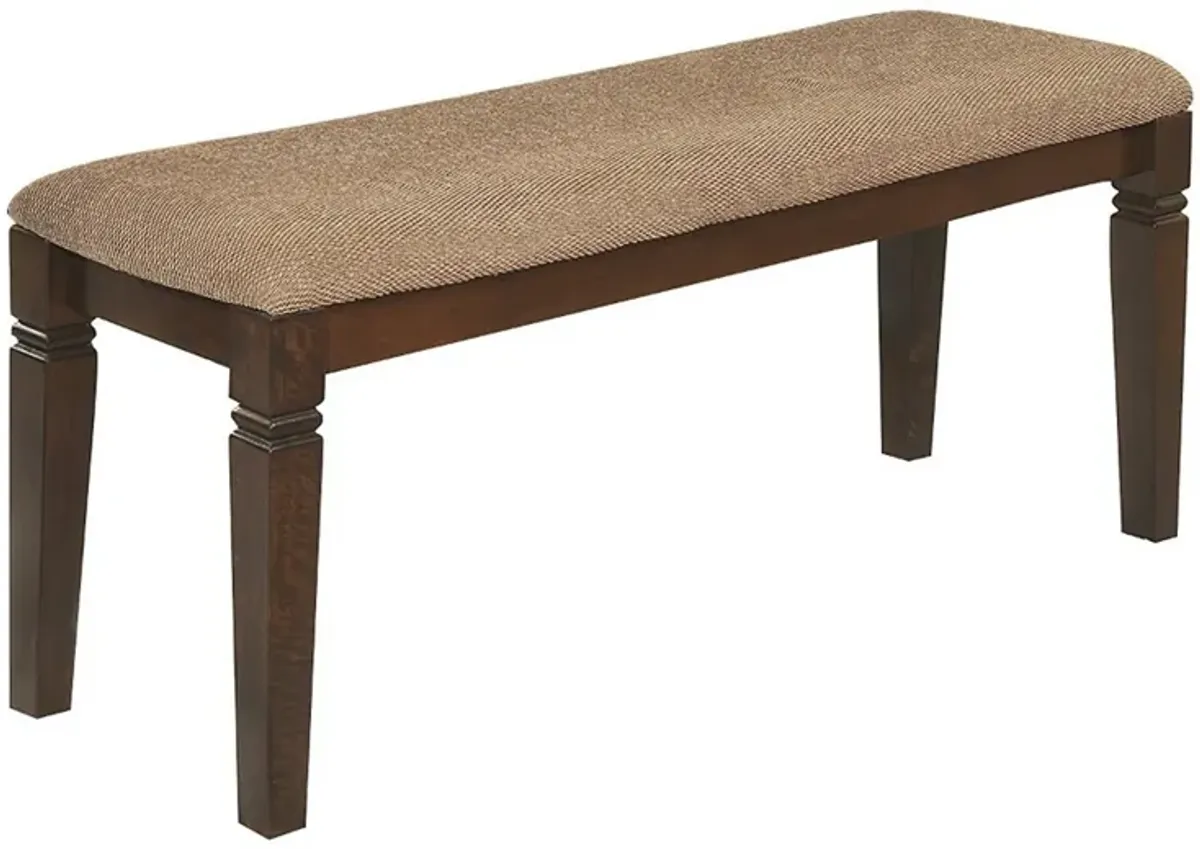 Fabric Upholstered Solid Wooden Bench, Light & Dark Brown-Benzara