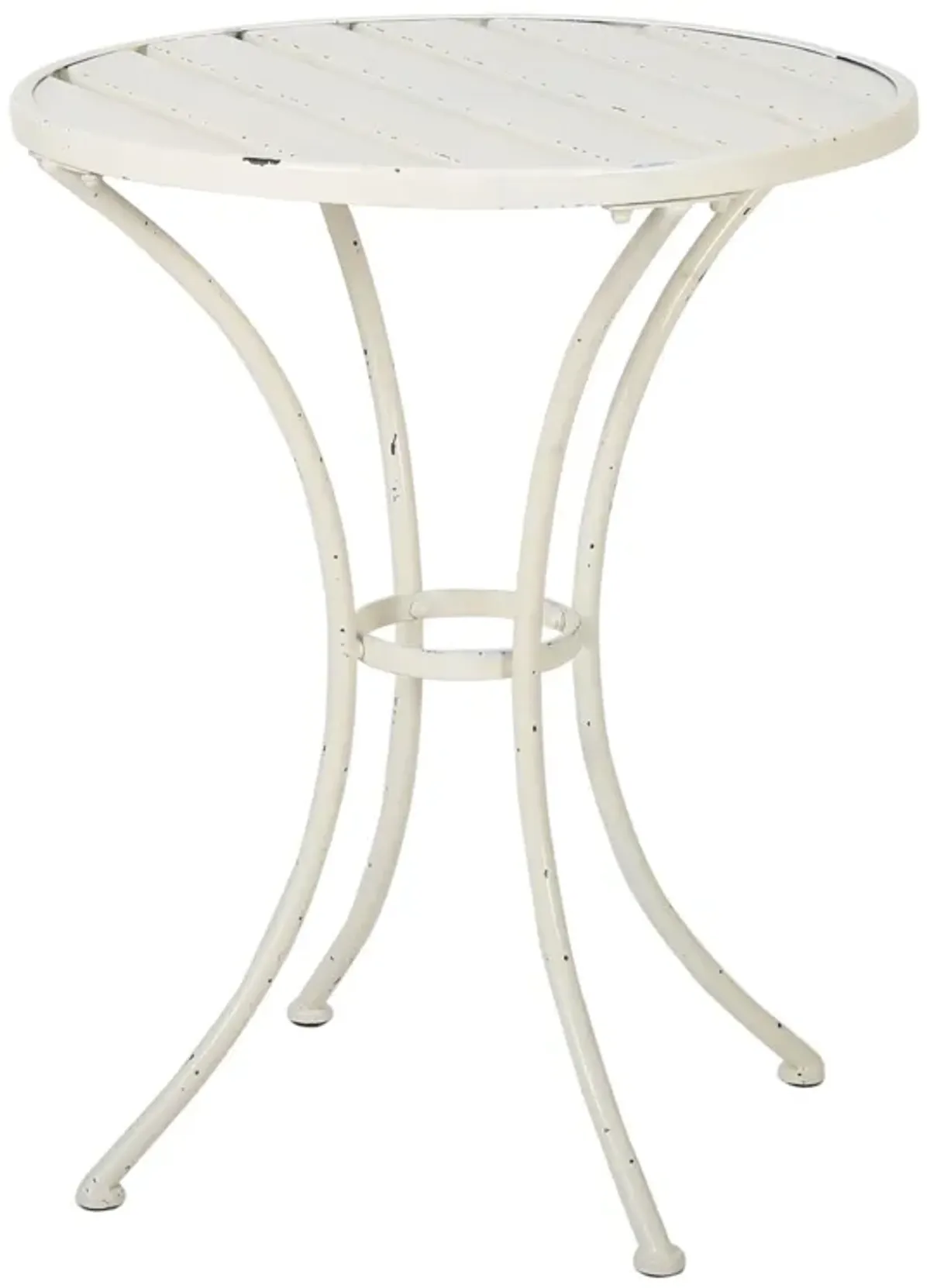 Rune 3 Piece Outdoor Dining Set, 1 Round Table, 2 Chairs, White Iron - Benzara