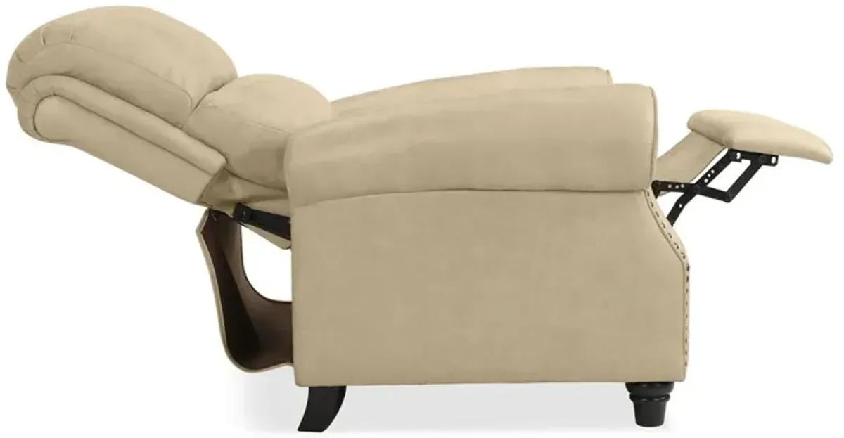 ProLounger Pushback Recliner with Nailheads in Distressed Latte Tan Faux Leather