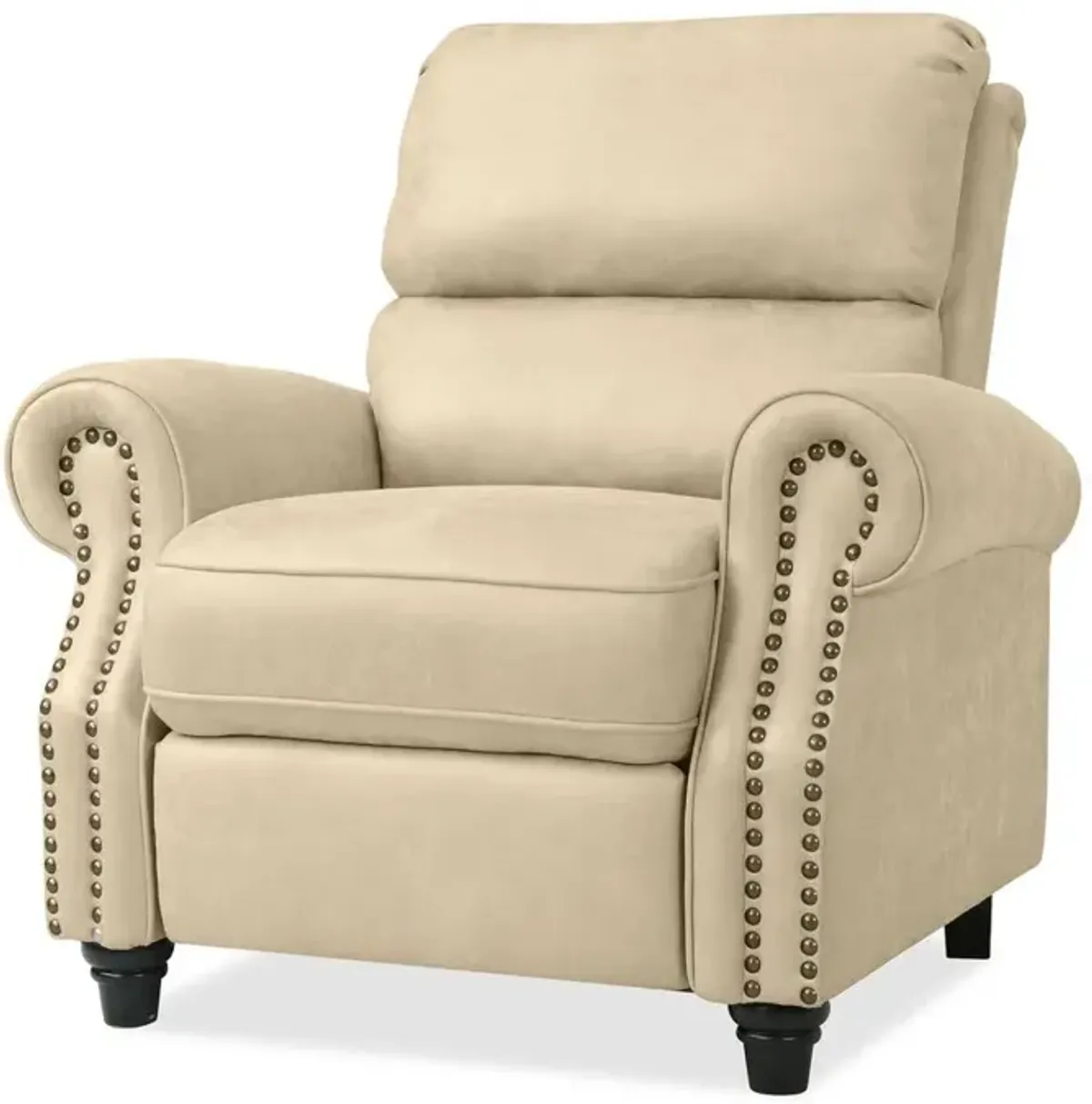 ProLounger Pushback Recliner with Nailheads in Distressed Latte Tan Faux Leather