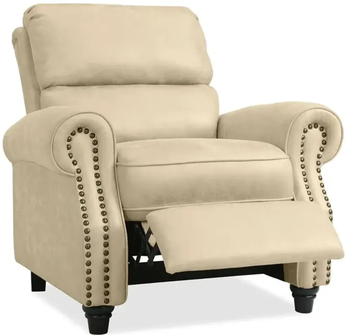 ProLounger Pushback Recliner with Nailheads in Distressed Latte Tan Faux Leather