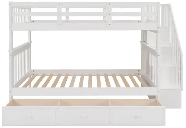 Merax Stairway Full-Over-Full Bunk Bed with Drawer