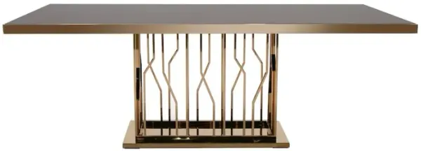 Modrest Marston Modern Black Glass & Rosegold Dining Table