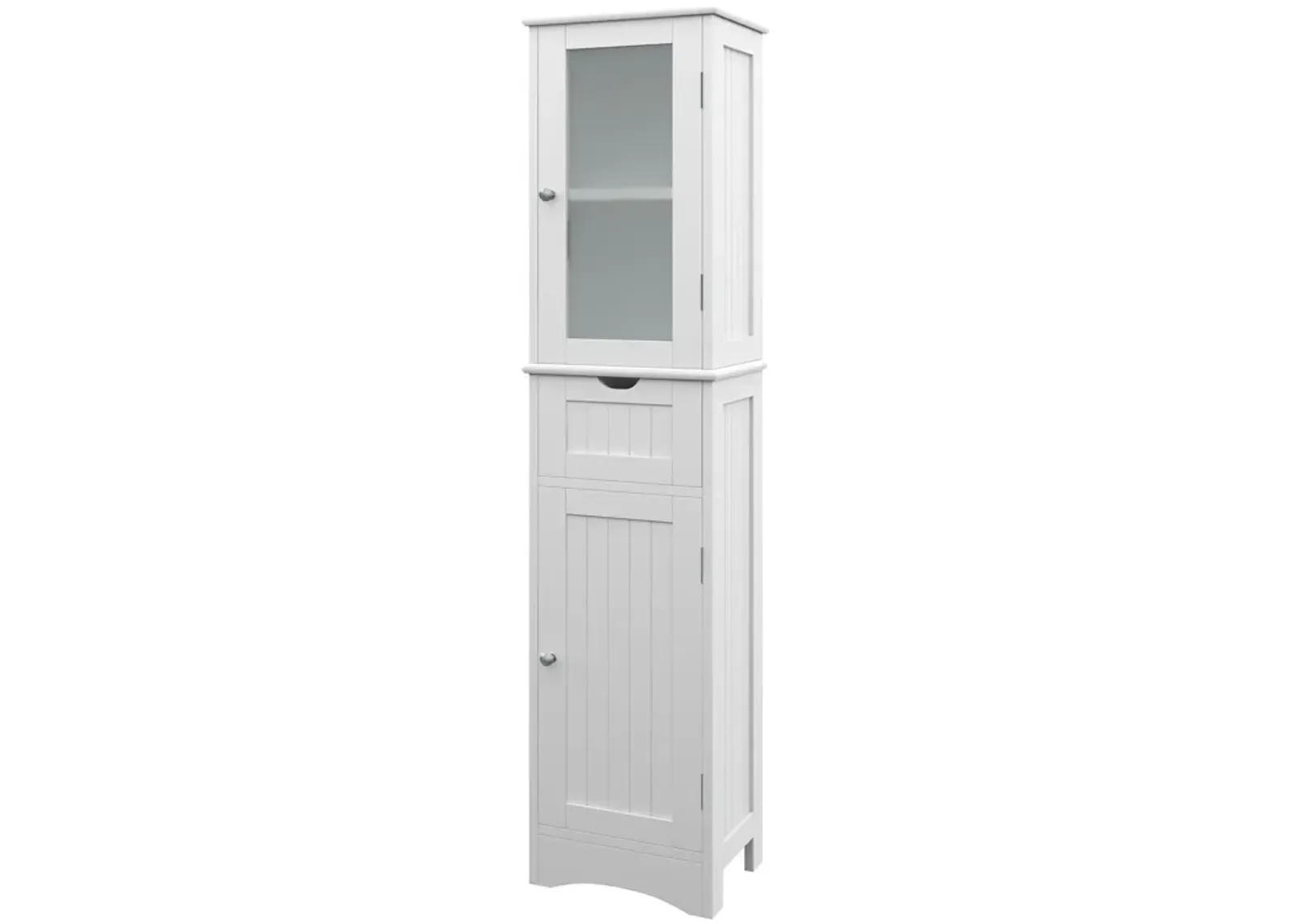 Tall Floor Storage Cabinet with 2 Doors and 1 Drawer for Bathroom