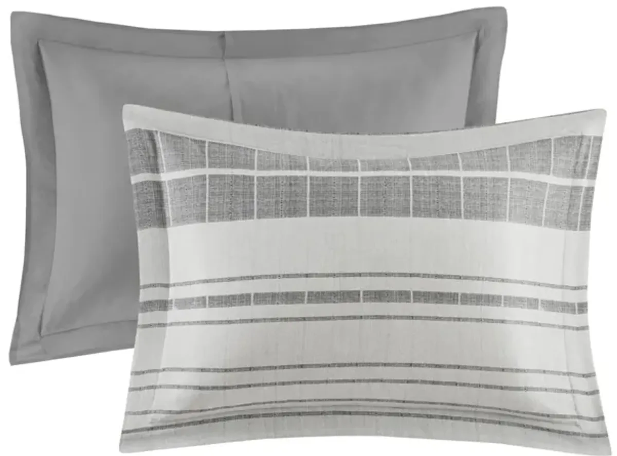 Gracie Mills Naxos 4 Piece Stripe Comforter Set with Throw Pillow