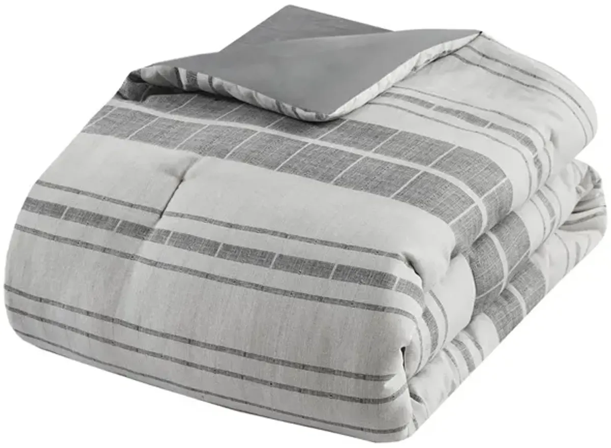 Gracie Mills Naxos 4 Piece Stripe Comforter Set with Throw Pillow