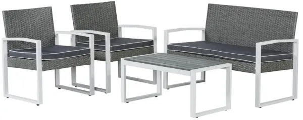 Elina 4-Piece Modern Coastal Faux Wicker Conversation Outdoor Patio Set