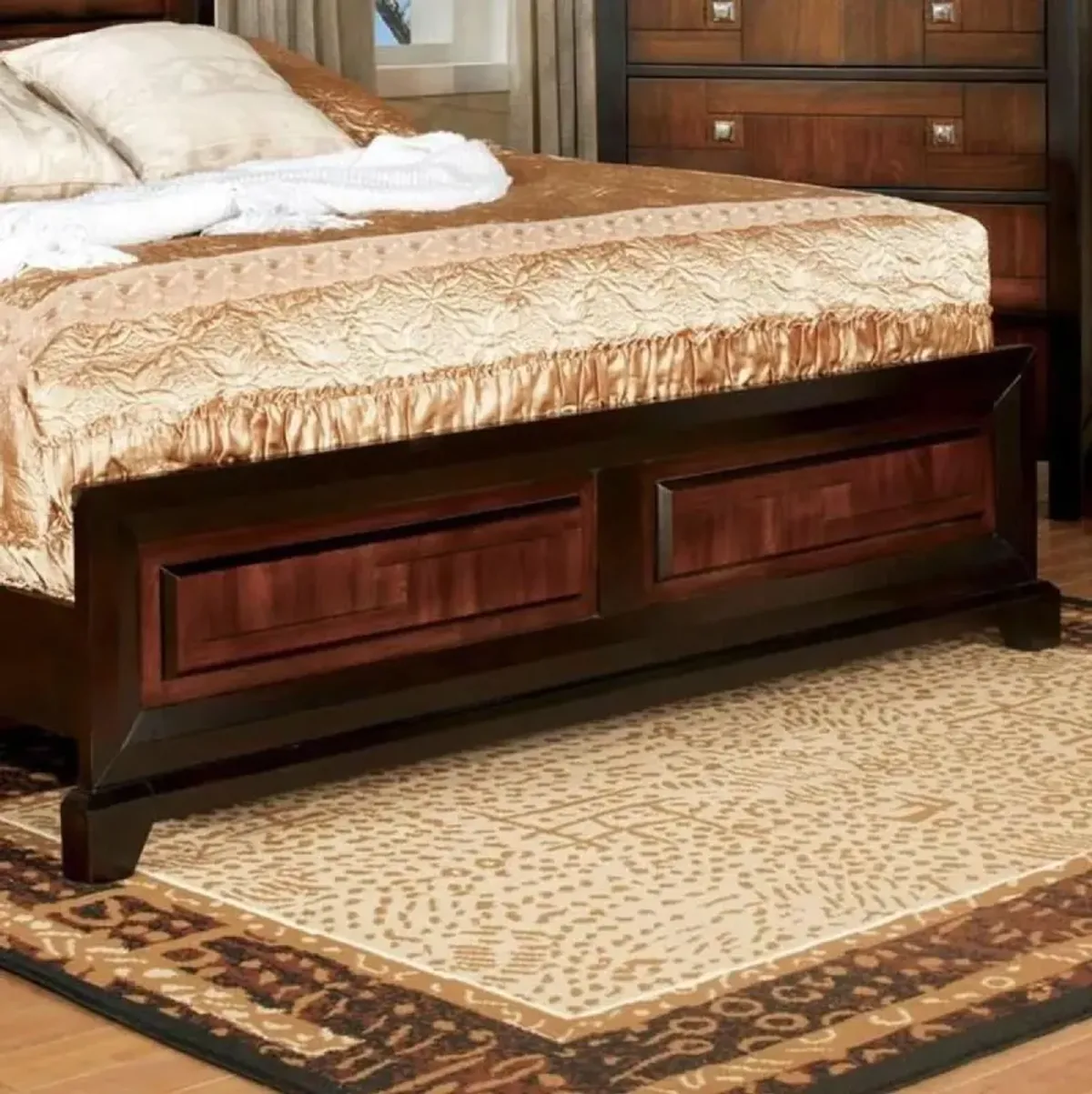 Acacia Walnut Transitional Queen Bed