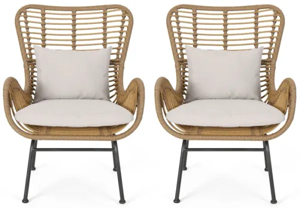 Merax Open Rattan Weave Finish Dining Chair Set of 2