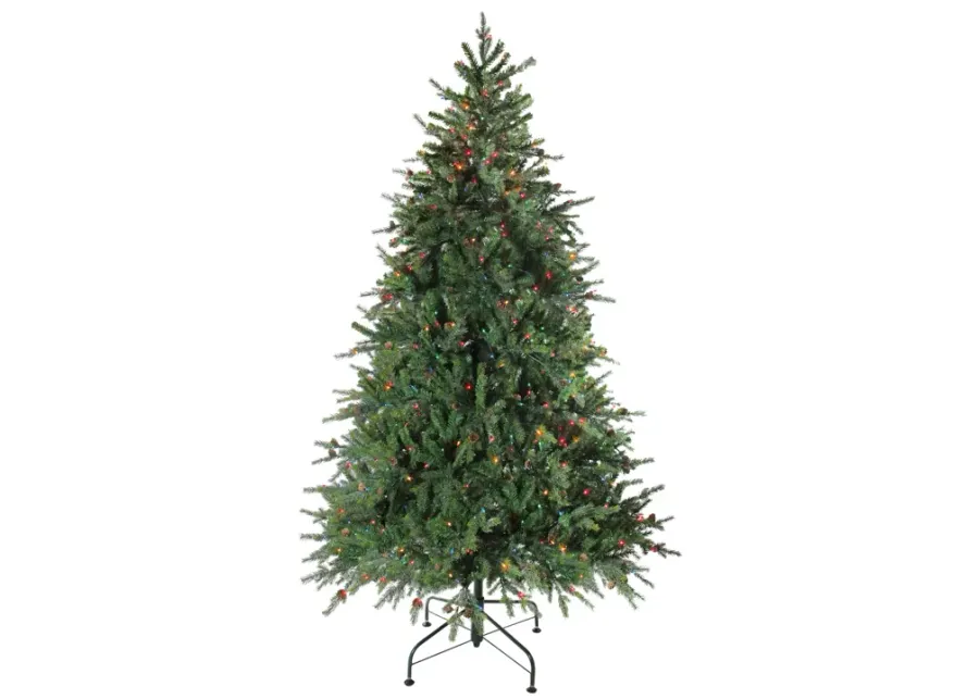 7.5' Pre-Lit Medium Hunter Fir Artificial Christmas Tree - Multicolor Lights