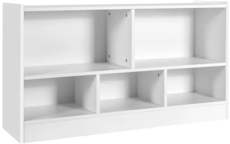 Hivvago Kids 2-Shelf Bookcase 5-Cube Wood Toy Storage Cabinet Organizer