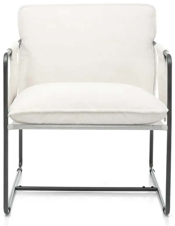 Streamdale White Upholstered Hanging Armchair with Arm Pocket