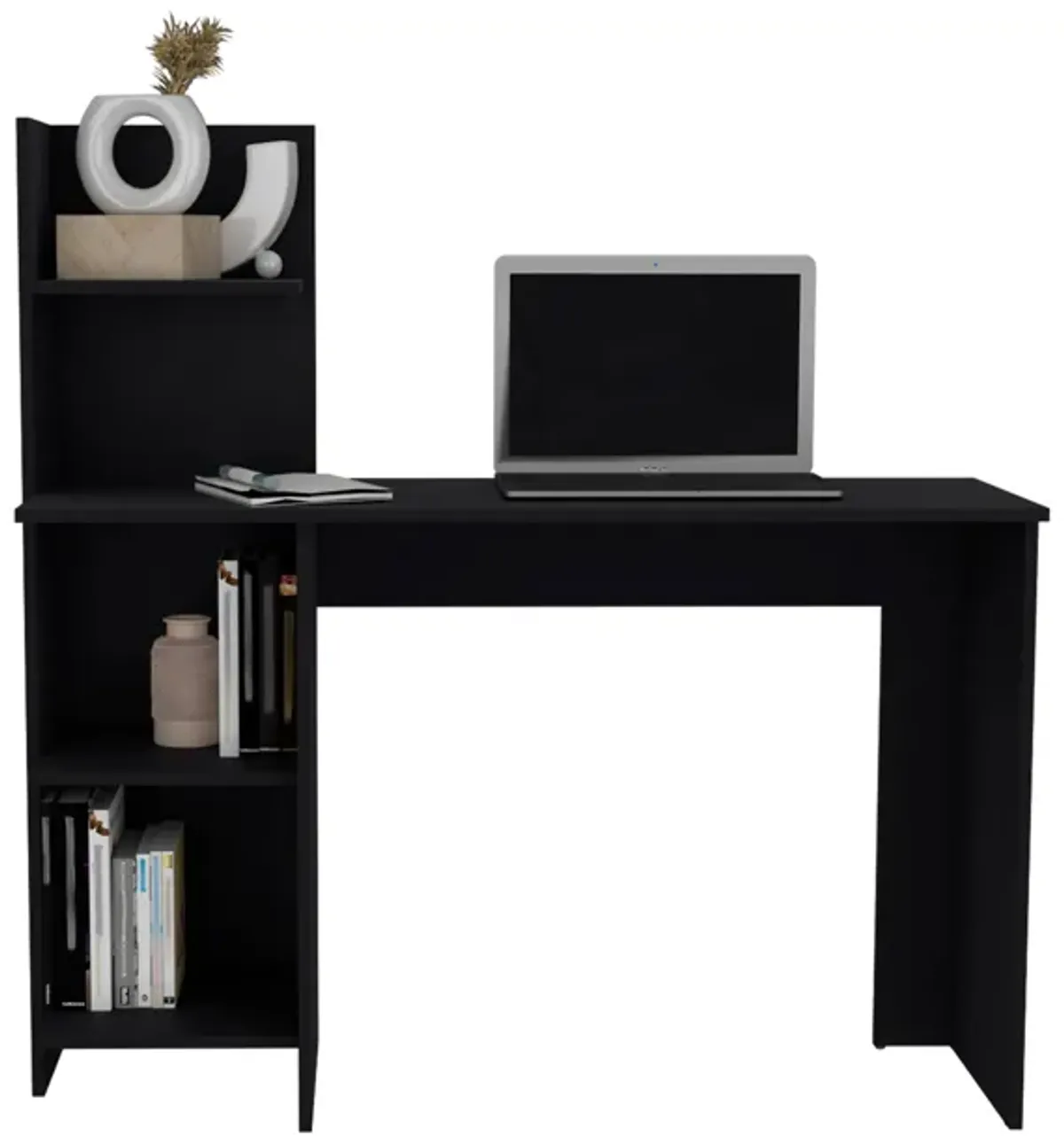 Vilna 120 Writing Desk , Four Shelves -Black