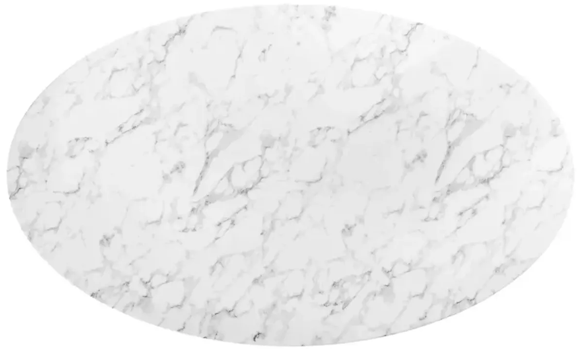 Modway - Lippa 78" Oval Artificial Marble Dining Table White