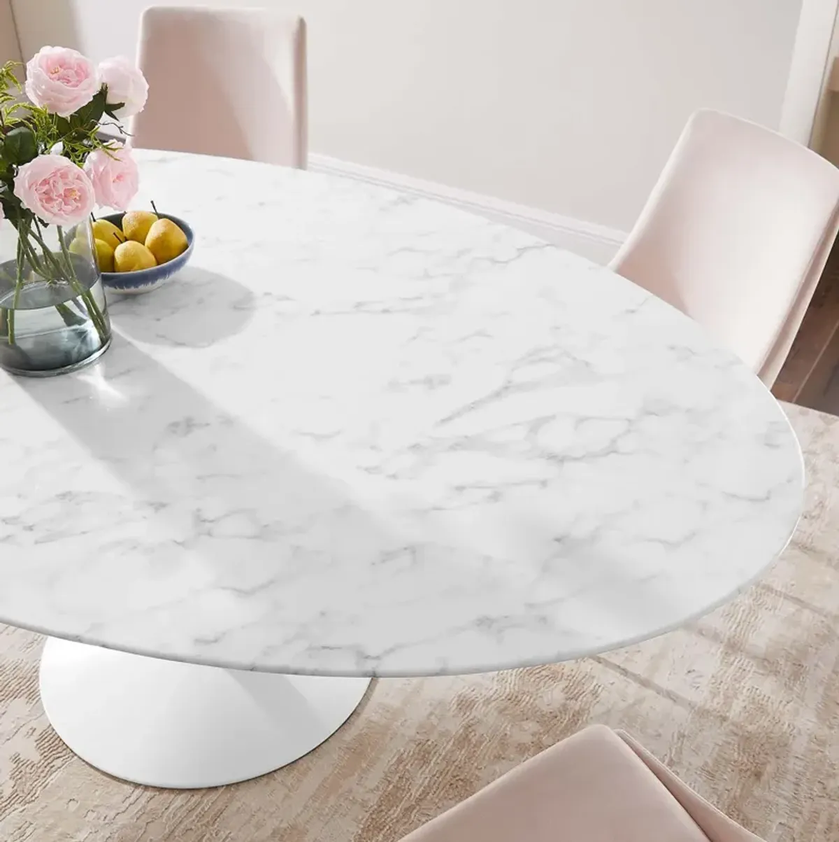 Modway - Lippa 78" Oval Artificial Marble Dining Table White