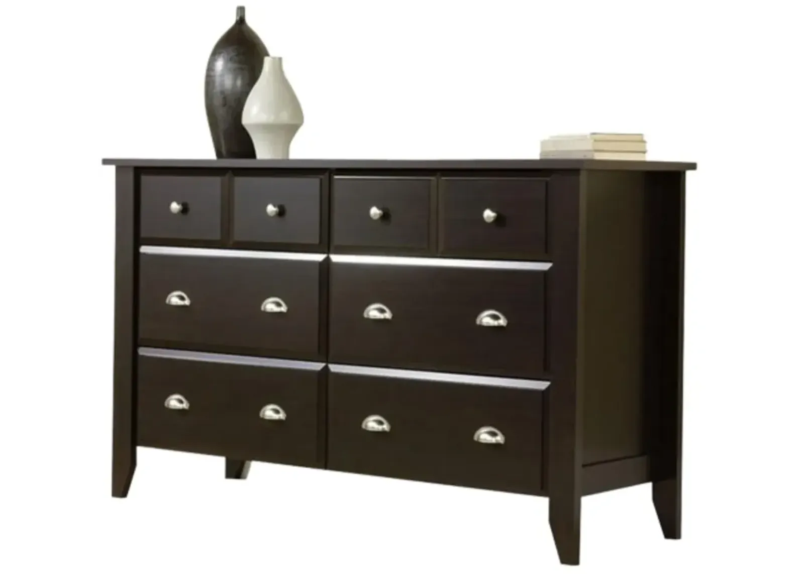 Hivvago Dark Brown Wood 6 Drawer Wardrobe Dresser