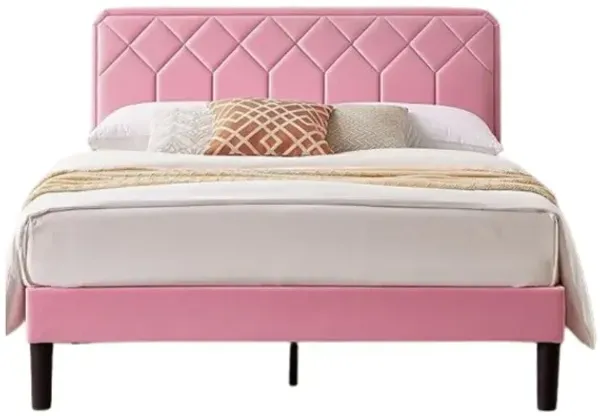 Queen Size Bed Frame Premium Velvet Upholstered Platform With Height Adjustable Headboard/Mattress Foundation, Solid Wooden Slat Support, No Box Spring Needed/Easy Assembly