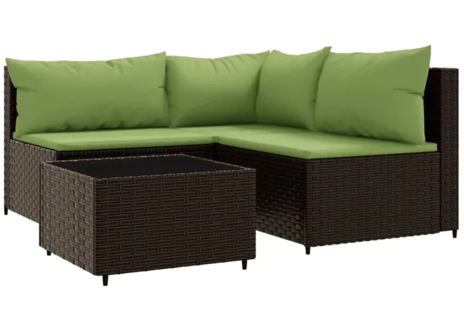 vidaXL 4 Piece Patio Lounge Set with Cushions Brown Poly Rattan