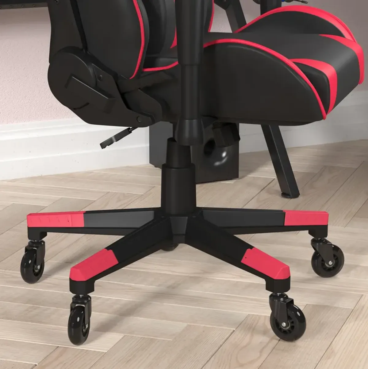 X20 Gaming Chair Racing Office Computer PC Adjustable Chair with Reclining Back and Transparent Roller Wheels in   LeatherSoft