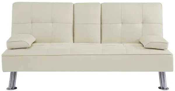 Beige Loveseat Sofa Bed With Cup Holder