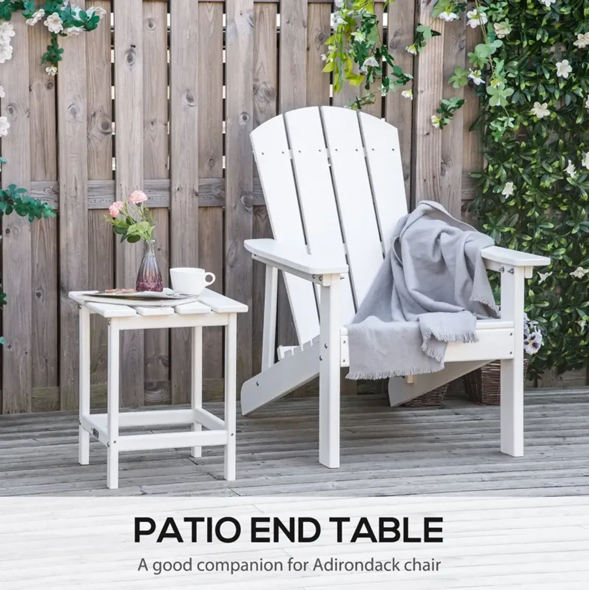 HDPE Outdoor Table: 18" Square End Table for Adirondack Chairs