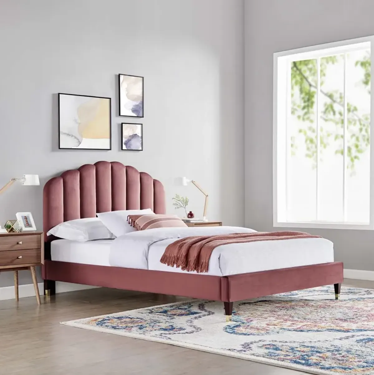 Modway - Daisy Performance Velvet Queen Platform Bed