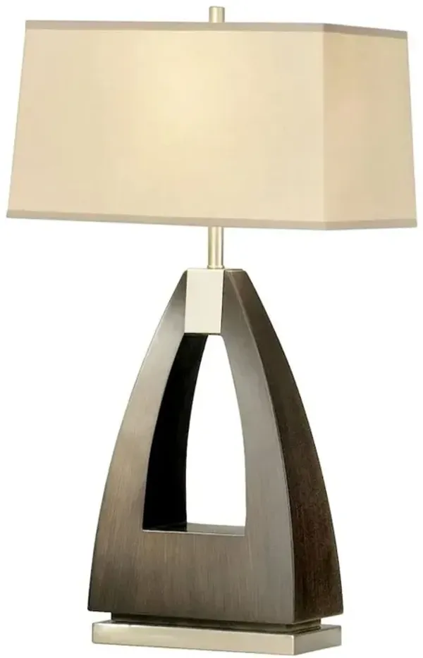 NOVA OF CALIFORNIA Trina Table Lamp - 30, Pecan Wood, Brushed Nickel, 3-way Rotary Switch