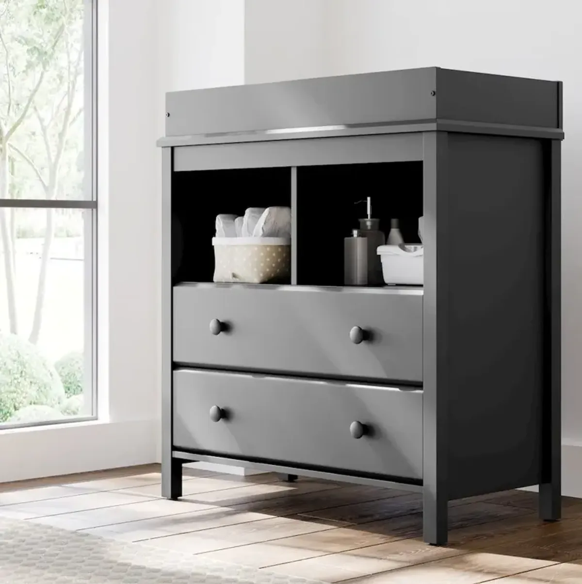 Storkcraft Alpine 2 Drawer Changing Table Chest (Gray)