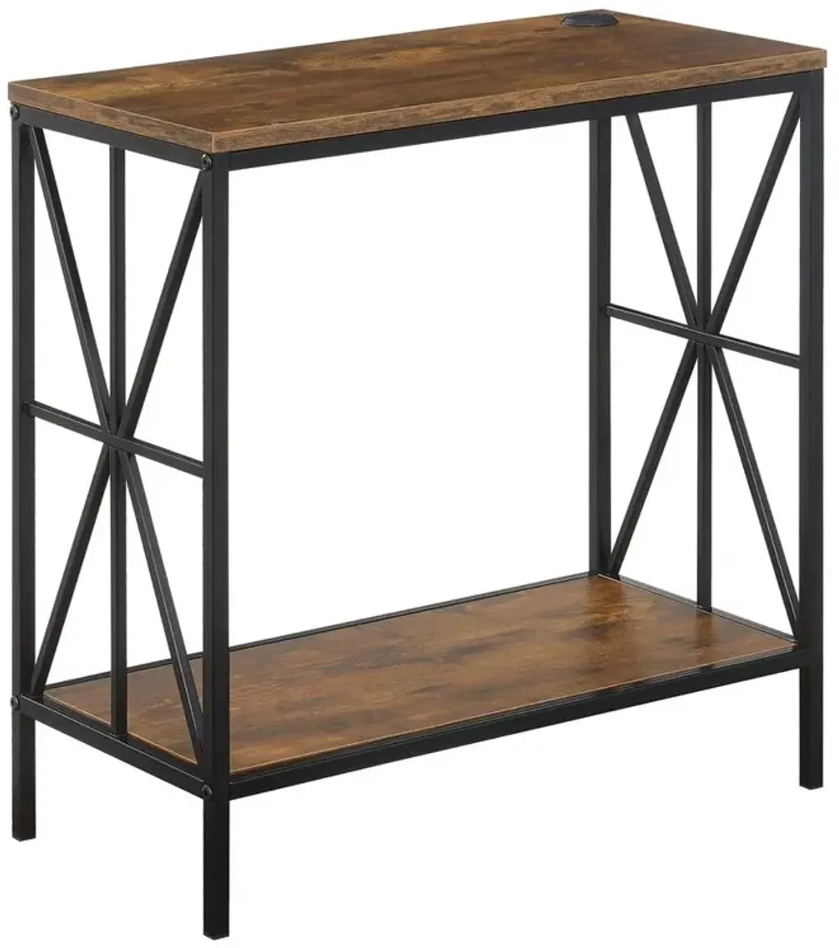 Convenience Concepts Tucson Starburst Chairside End Table with Charging Station and Shelf, Barnwood/Black